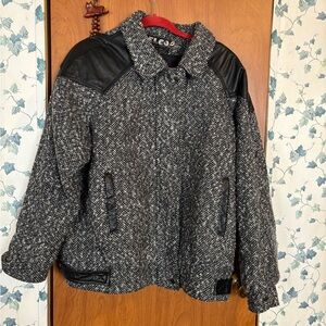 ELCO Chic Black and Gray Tweed Bomber Jacket